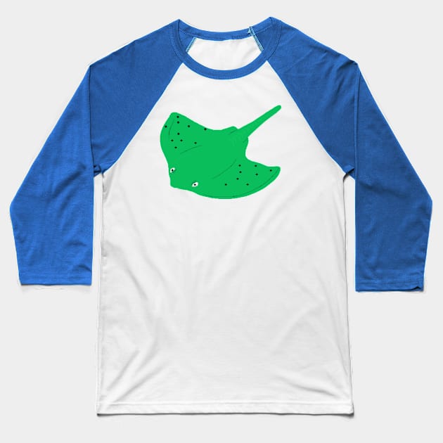 Green Stingray Baseball T-Shirt by CellGrowth